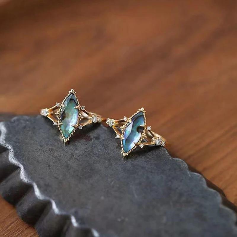 Design original incrusté cristal dégradé coloré couture géométrique bague pour femme ouverture romantique bijou délicat