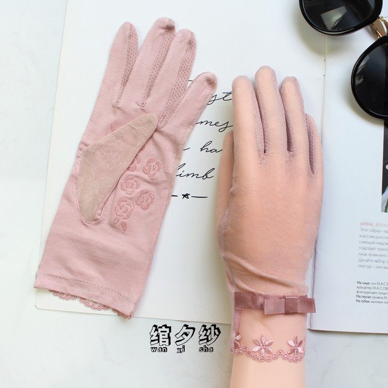 

Счетчик Высококлассные Пальцы Чисто Белые Кружева Этикет Солнцезащитные Перчатки Тонкие Вождение Сенсорный Экран Ледяной Шелк Нескользящие Весна и Осень Женские Leather Pink (New arrival Rose) One size