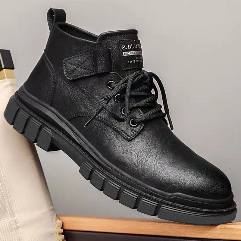 Classic Men Luxury Leather Boots Autumn Winter New Waterproof Safety Work Shoes Quality No-slip Comfortable High Top Ankle Boots