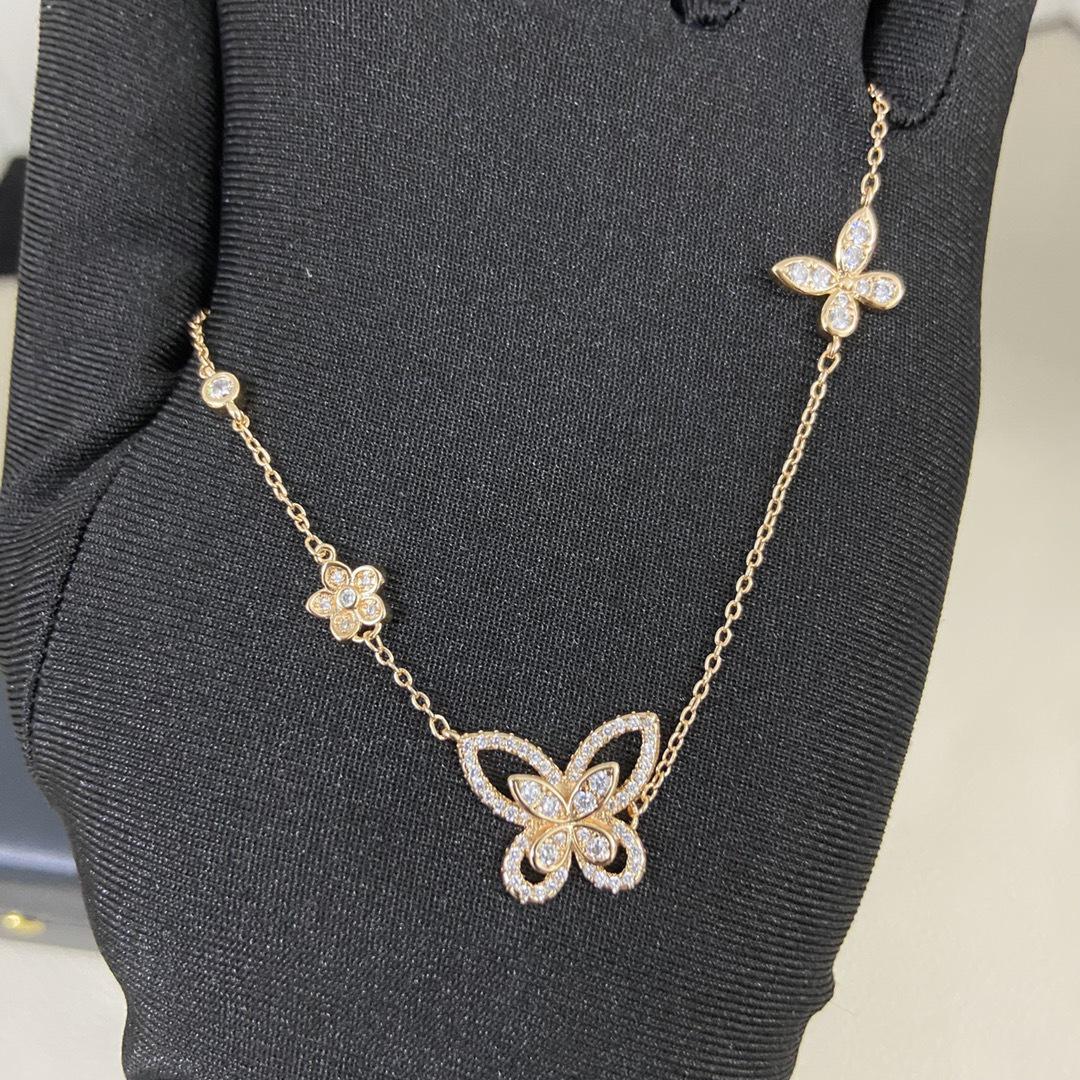 Gela Jia V Gold Butterfly Necklace with Diamond Tassel - Elegant Women’s Holiday Gift