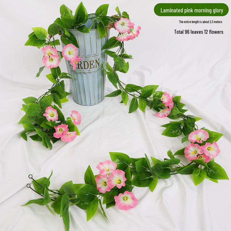 Artificial Rose Vine Ceiling Decor with Rattan for Living Room and AC Pipe Cover