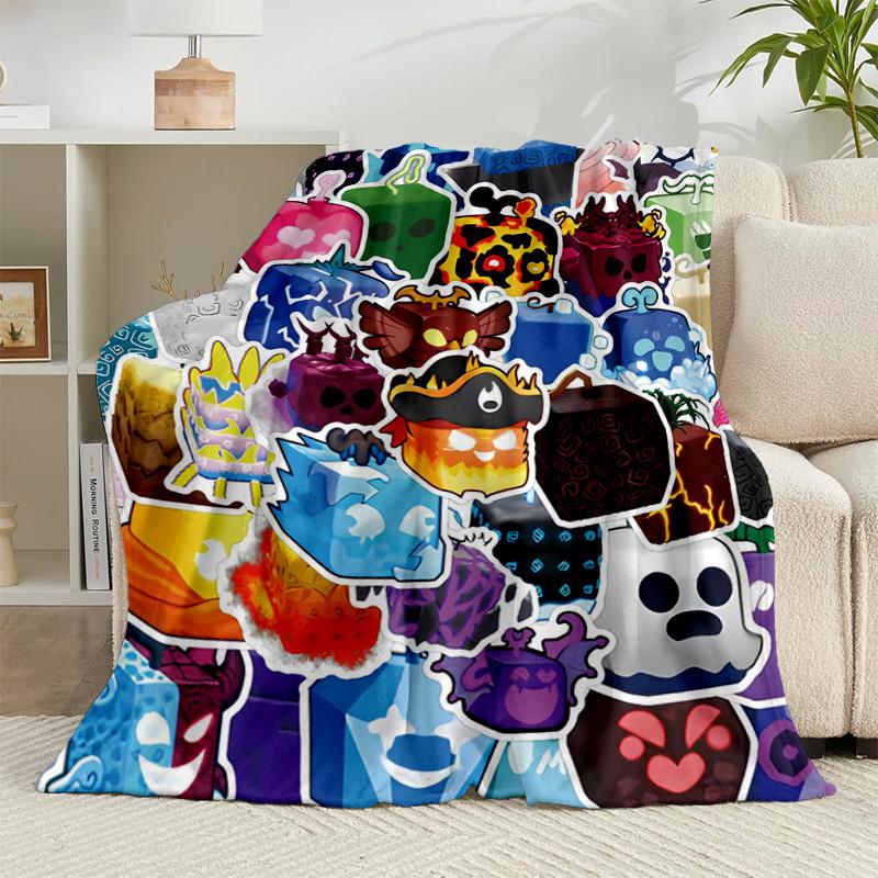 1PC Colorful Cube Creatures Flannel Blanket Gift, Suitable for Both Men And Women, Soft Ideal for Beds And Sofa, Birthday Or Christmas Gift