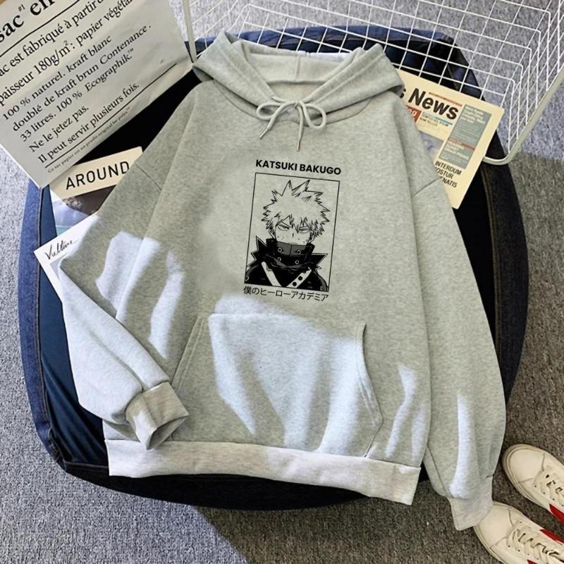Harajuku Anime My Hero Academia Clothes Bakugou Katsuki Print Hooded Men Hoodies Comfortable Streetwear Sweatshirt Hoodies & Sweatshirts Men’s