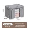 Ziranwu Tianshan Cotton And Linen Clothes Storage Box, Fabric Garment Organizer Box, Wardrobe Storage Container, Misty Gray Color, 66L