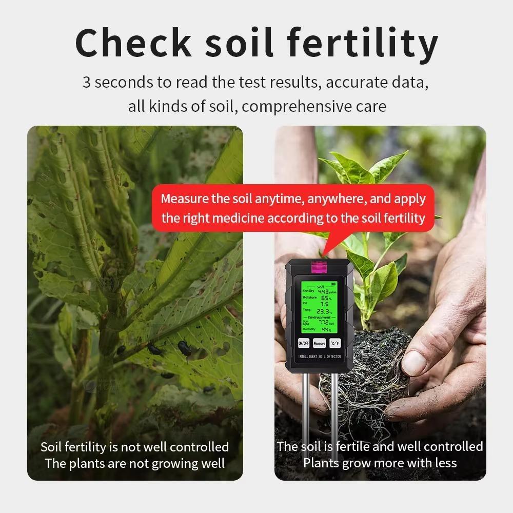 90° Rotation Soil Tester LCD Screen Garden Soil Analyzer Plant Moisture Meter  for Farm Soil Check