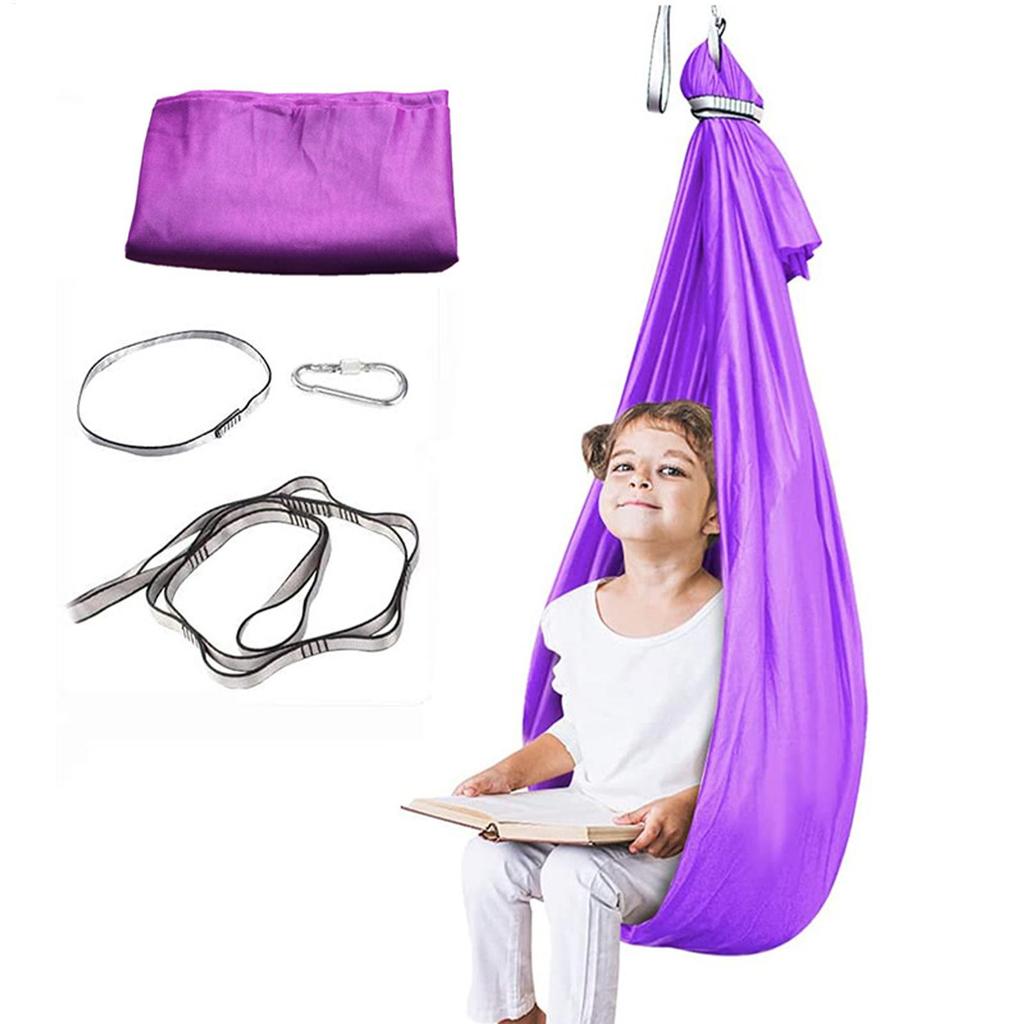 Swing for Children's Child Home Hammock Hangemock Adjustable Yoga Fitness Tool with Extension Straps Carabiner