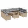 10 Piece Beige Garden Sofa Set with Cushions Poly Rattan