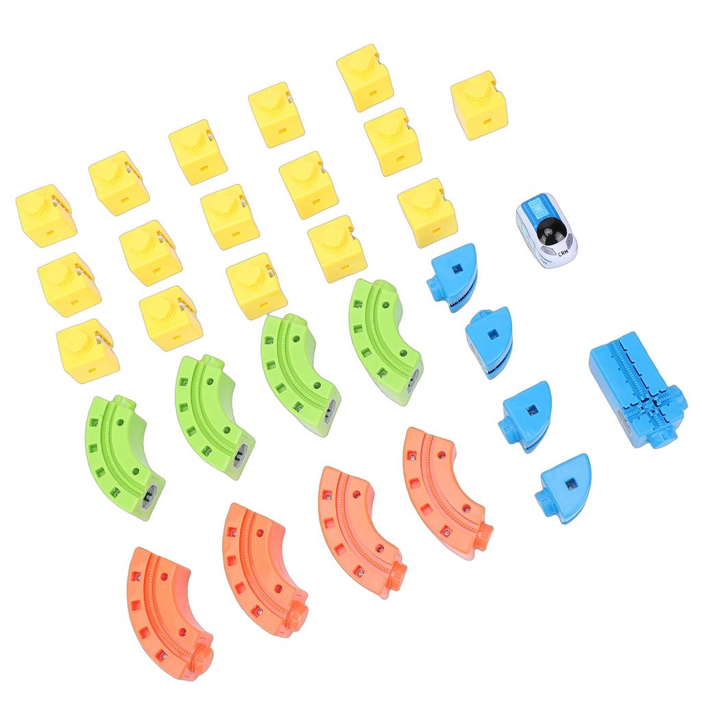 Conjunto de Trem Elétrico com 81 Peças e Pistas de Corrida 3D Fácil de Desmontar e Guardar Conjunto de Pista de Corrida para Aprendizagem STEM