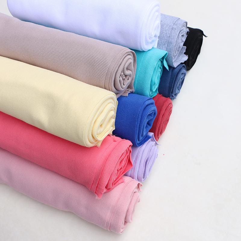 120x50cm Elasticity Cotton Ribbed Knitted Fabric For Undershirt, Women's Dresses, T-shirts, Vests, Handmade DIY Sewing Fabrics