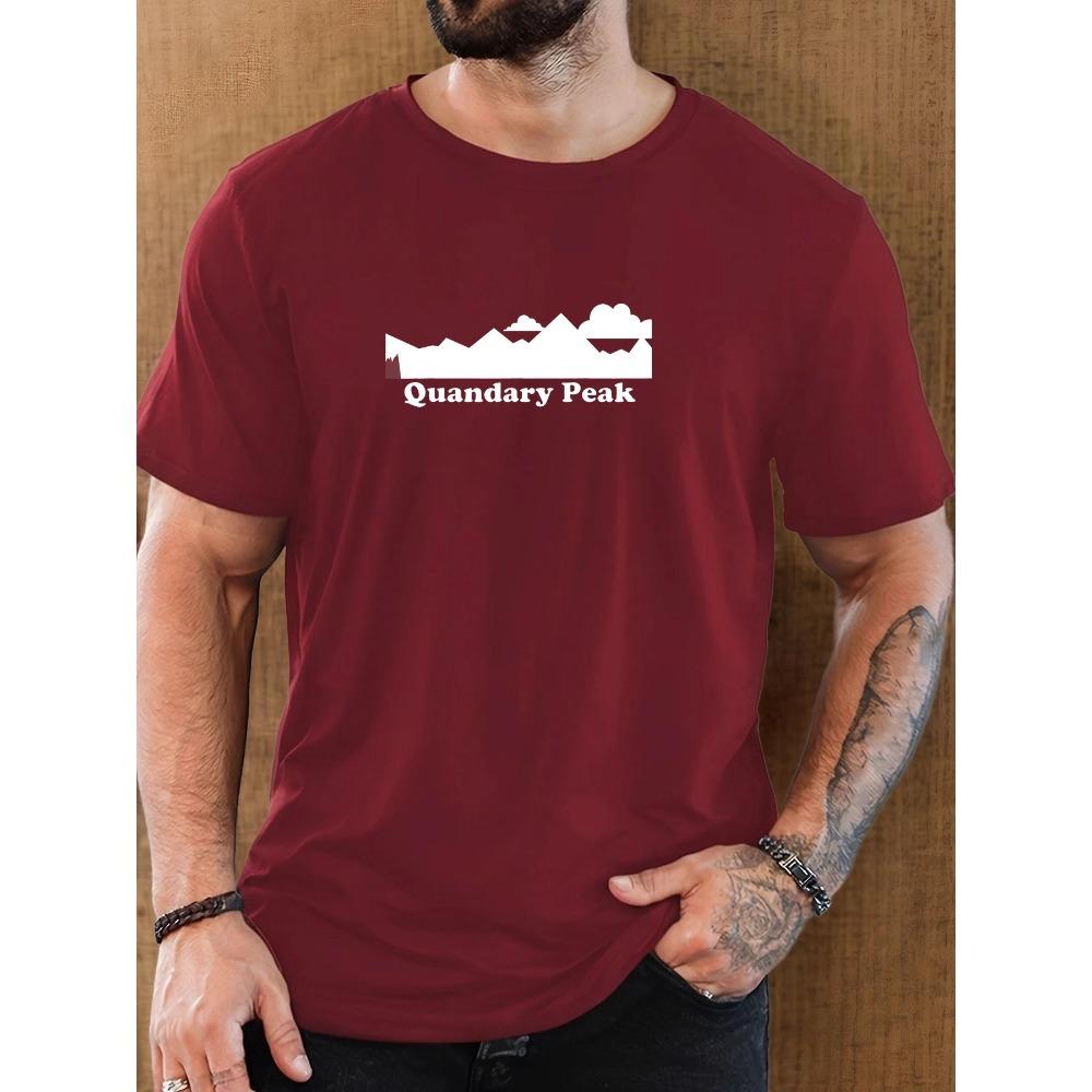 Men's Quandary Peak Pattern Summer Casual Crew Neck Short T-Shirt