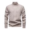 Men's Solid Color Textured Sweater Plus Velvet Thickened Casual High Collar Warm Knitted Pullover
