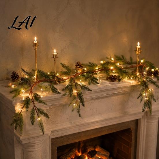 Indoor Outdoor Holiday Decor Christmas Artificial Touch Norfolk Real Pine Garland Faux Greenery Winter Table Centerpiece Cypress Garland for