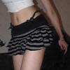 Stripes Contrasting Color A Sexy Fashion YK Japanese Korean Street Style Niche Spice Girl Cake Short Skirt Short