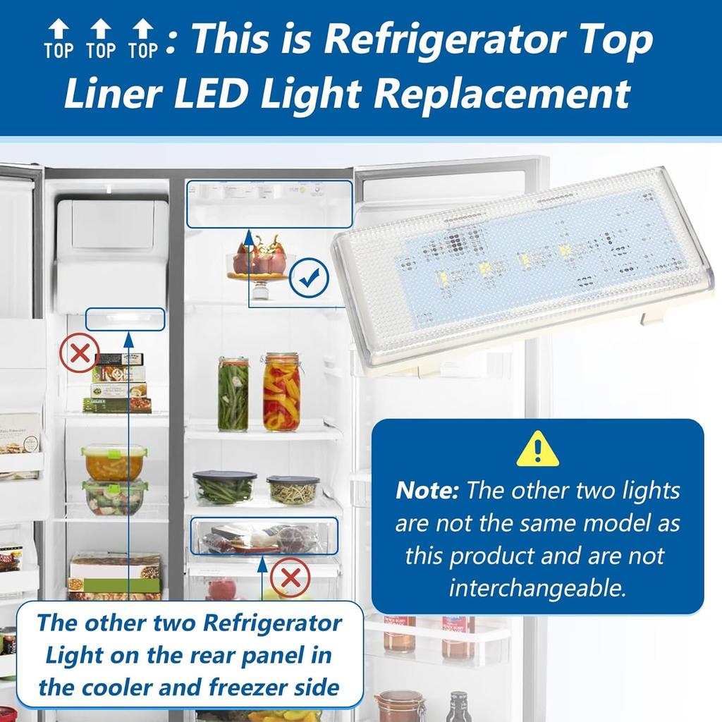 2024 Refrigerator Main Led Light In Fridge for Whirlpool WRS325FDAM02 Whirlpool WRS325FDAM04 WRS325FDAM WRS322FDAM04 WRS322FDAW04 WRS325FDAB02