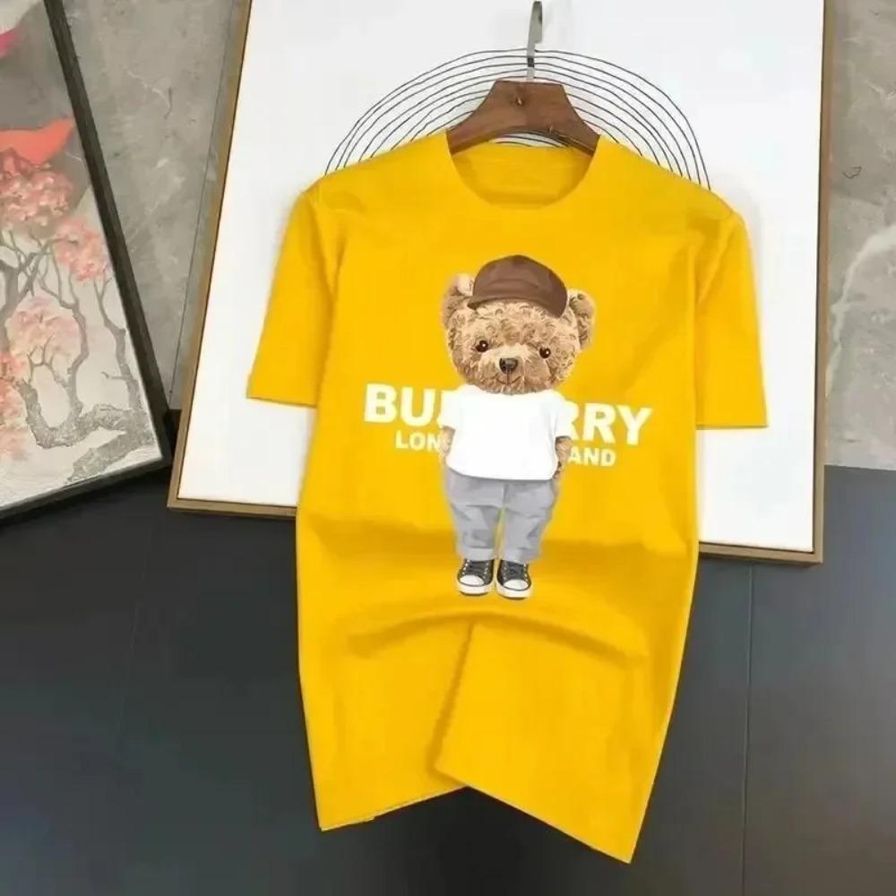 Funny Bear Print T-Shirt Cotton Men Women Fashion Short Sleeve T Shirts Summer Quality Tops Tee Designer Brand Clothing 2024