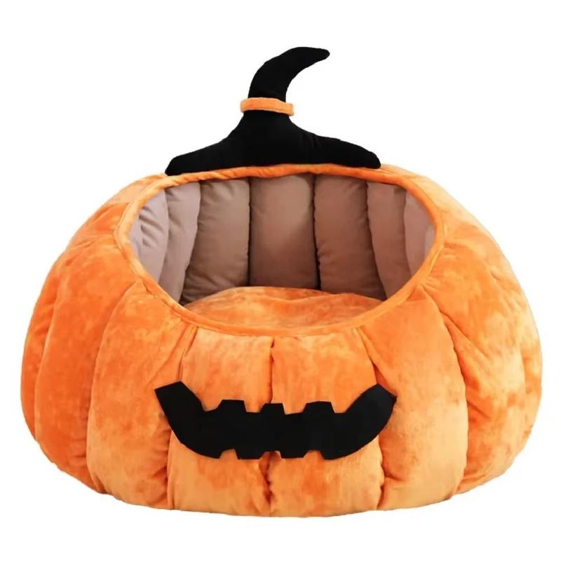 Halloween Pumpkin Cute Large Cat Nest Sofa Winter Pet Tent Cave Bed for Dogs Pet Supplies Kennel Cat House Cozy Cat Cushion Beds