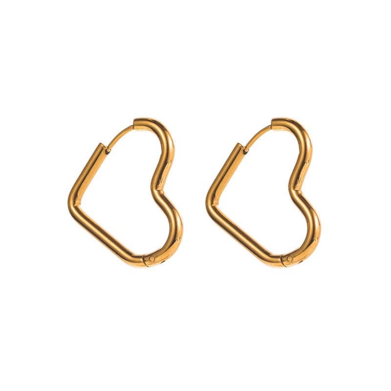 Boucles d'oreilles en titane et acier pour femmes, simples, géométriques, carrées, en forme de cœur, couleur or, ornements d'oreille