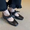 Schafslederversion~ Schleifenwort mit Mary Jane Schuhen Damen Französische weiche Sohle mit Rock eckige Spitze flacher Boden flacher Ausschnitt Einzelner Schuh