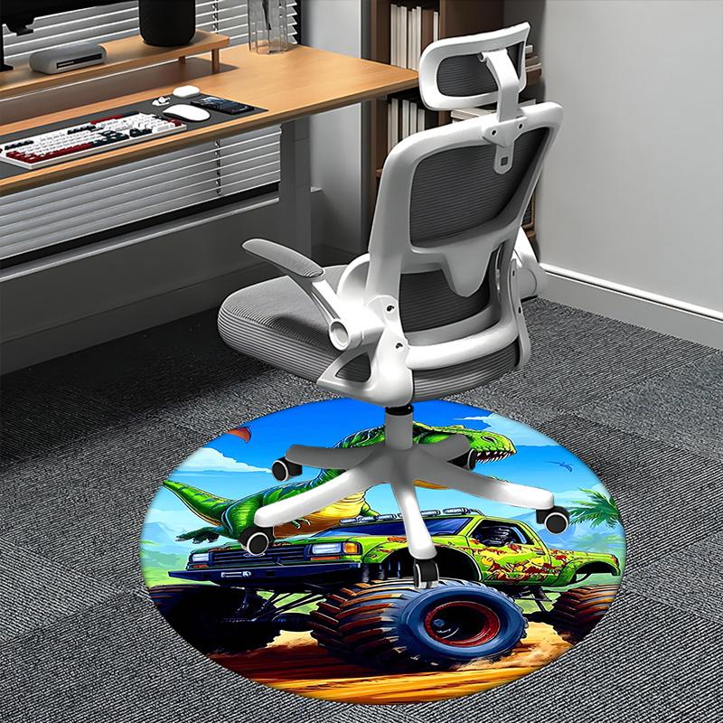 

Dinosaur Truck,Monster Vehicle Design Chair mat Round Rug Office carpet, Non slip, Suitable for Living Rooms, Bedrooms Decor.1205440a 80cm by 80cm