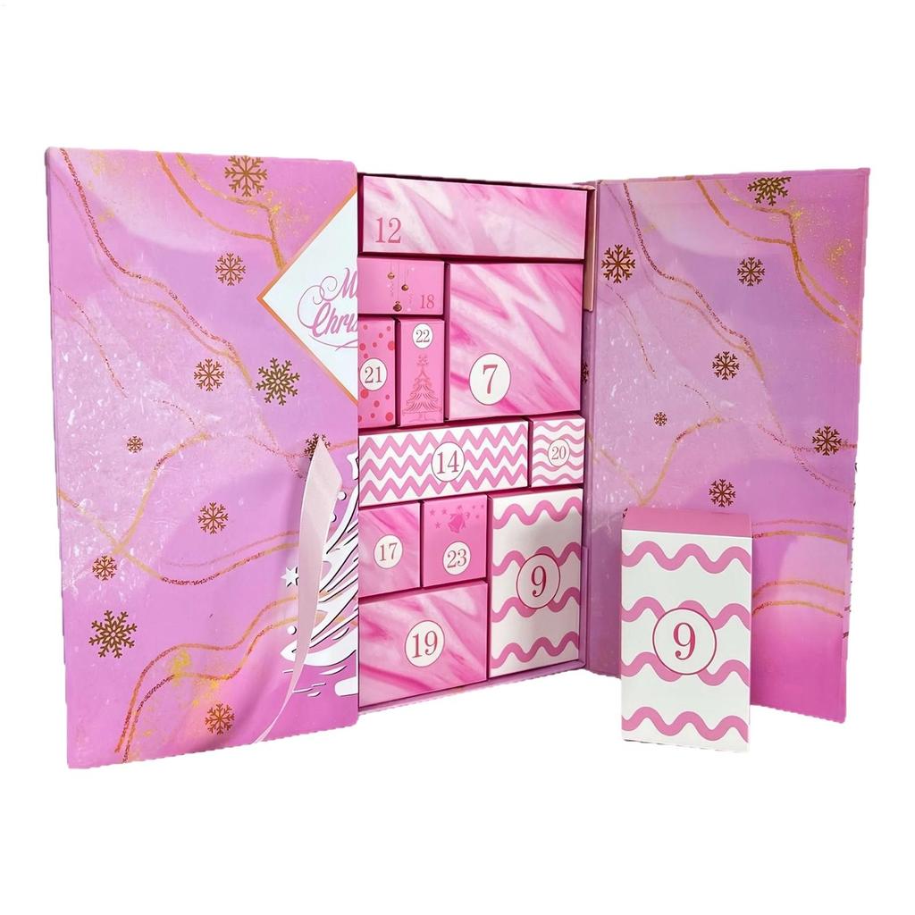 Empty Reusable 24-Day Advent Calendar Box Refillable Christmas Countdown with 24 Grids for Candy, Stocking Stuffers Party Favors