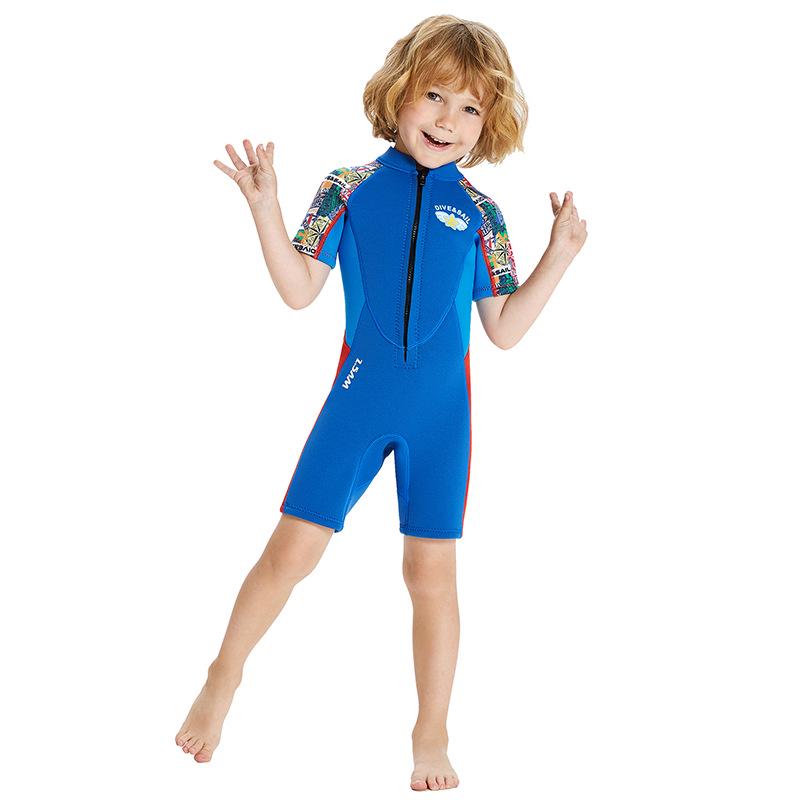 

Children s 2.5MM Boys Short Sleeve Warm Wetsuit for Surfing & Snorkeling Extra Large синій