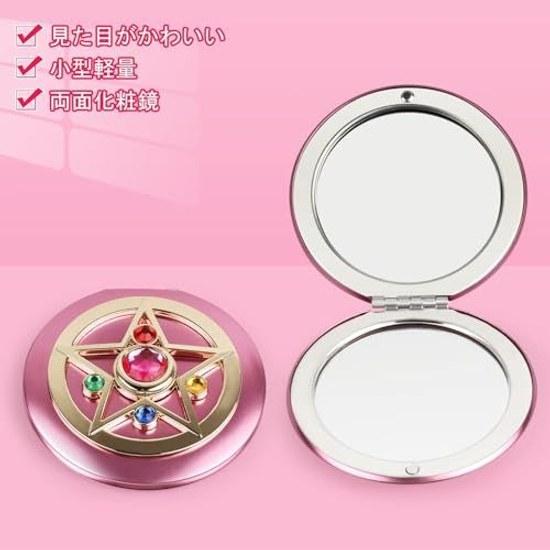 Makeup Mirror Portable Personal Double-Sided Flat Magnifying Glass Clamshell Design Foldable Handheld Metal Case Durable Compact Lightweight Carrying