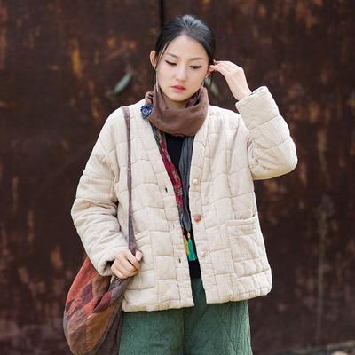 Women Vintage Winter V-Neck Long Sleeve Solid Color Warm Coats Button Pockets Soft Female Coats