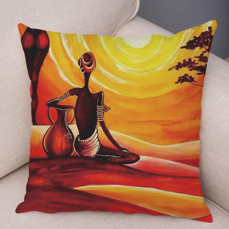 

Абстрактная живопись, африканская живая наволочка, африканская женщина, домашний декор, наволочка, галерея, экзотический чехол для подушки 45x45cm