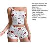 Women's Lace Trim Cami Pajama Set 2 Piece Ribbed Crop Top And Shorts Pjs Sets Heart Print Summer Casual Sleepwear