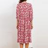 Women Floral Print Bohemian Long Dress Loose V-Neck Fashion Summer Beach Dress