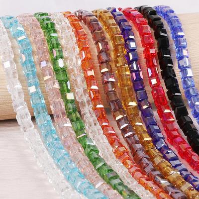 Crystal Glass Square Spacer Beads, Loose Beads for DIY Bracelet Necklace Making