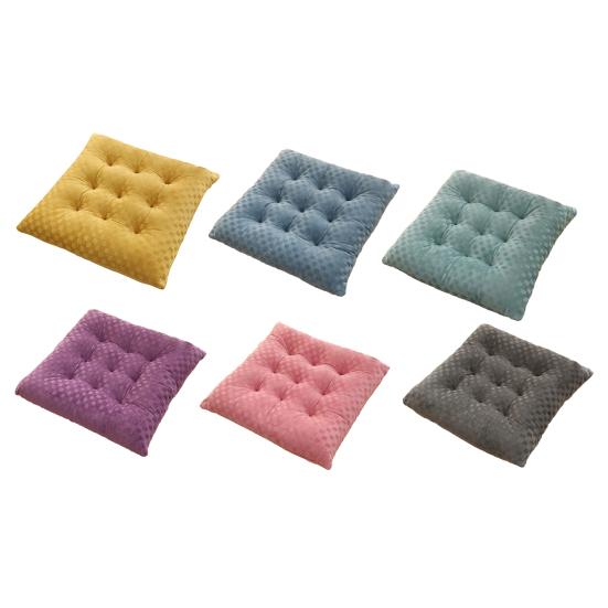 Seat Pad Anti-Slip Strap Design Soft Texture Plush High Elasticity Protective Washable Thickened Student Square Chair Cushion for Home