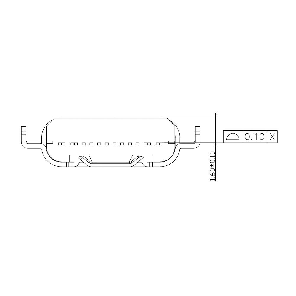 5Pcs Type-C Connection Port Horizontal Female 16 Pin 4-Legged Sinking Plate 1.6