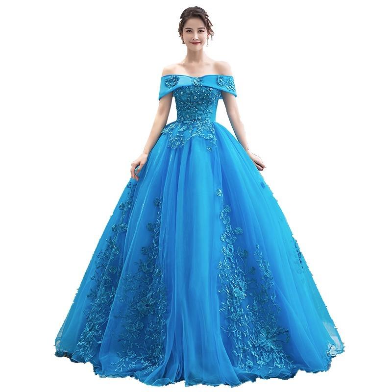 Students report performance art exam dress dance ** singing tutu skirt annual meeting host one-word shoulder long performance dress female