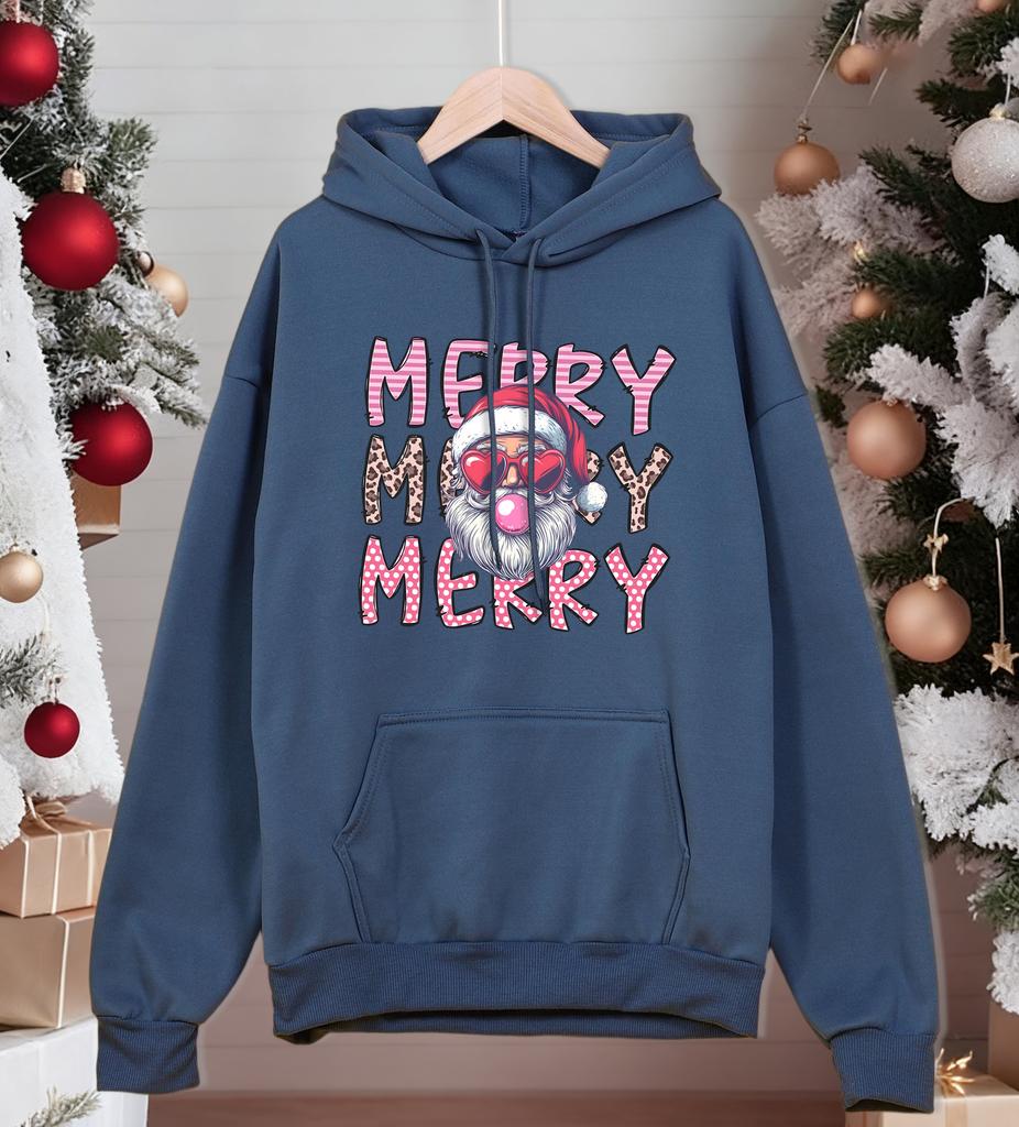 Merry Christmas Santa Claus Printed Men Hoodies Fleece Autumn Hoody Casual Oversized Sportswear Pocket Comfortable Pullovers