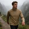 Camisa Tática Masculina Manga Longa Camisa de Combate Militar Zíper de Quarto Gola Alta para Outdoor Paintball Airsoft Ciclismo Caminhada