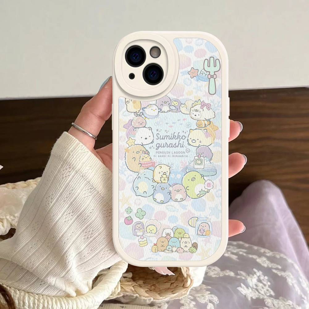 

Anime S-Sumikko G-Gurashi Phone Case For iPhone 16 15 14 13 12 11 Pro Max Plus Leather Cover iphone 11