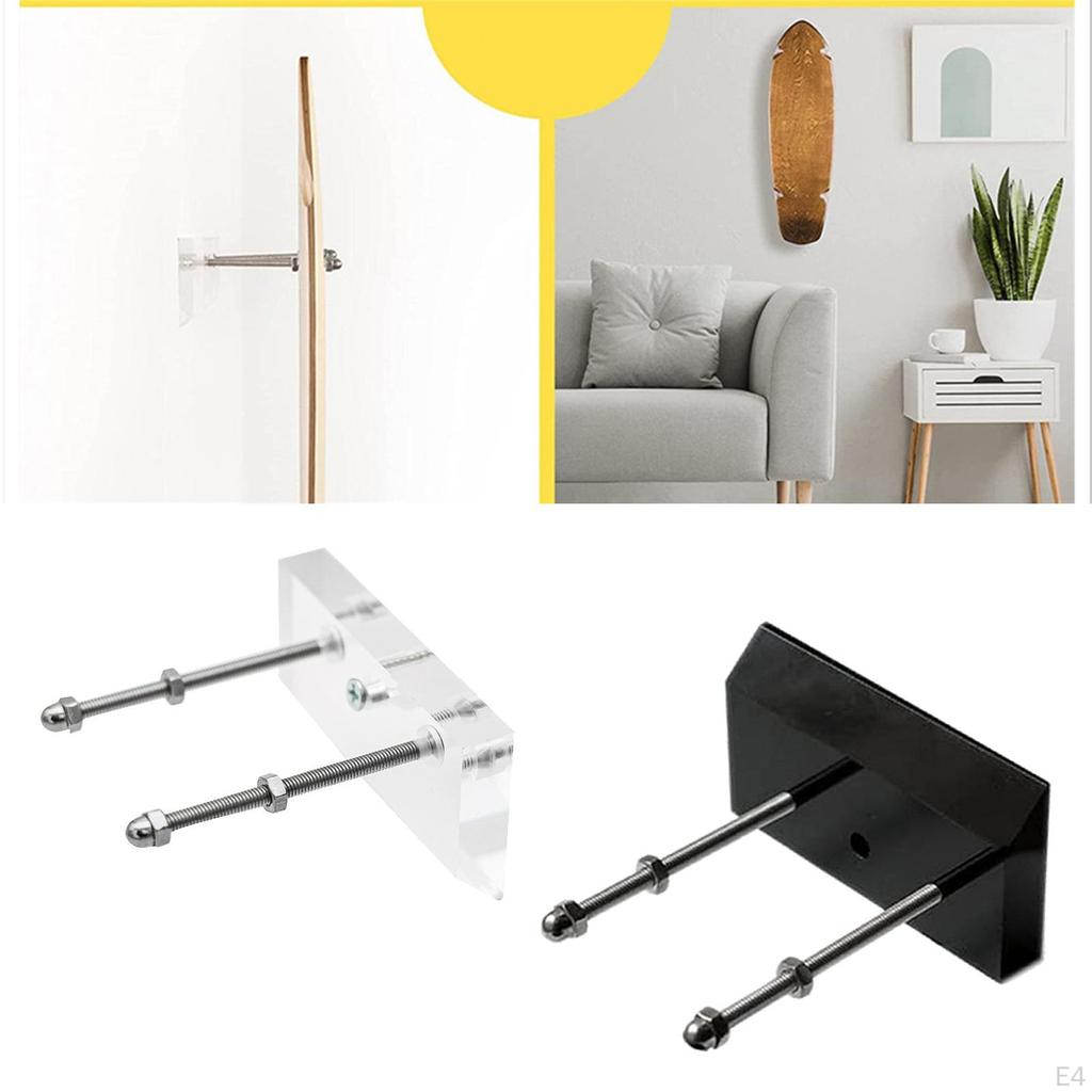 Acrylic Skateboard Wall Mount Longboard Skis Skate Board Organizer Living Room Garage Snowboard Rack