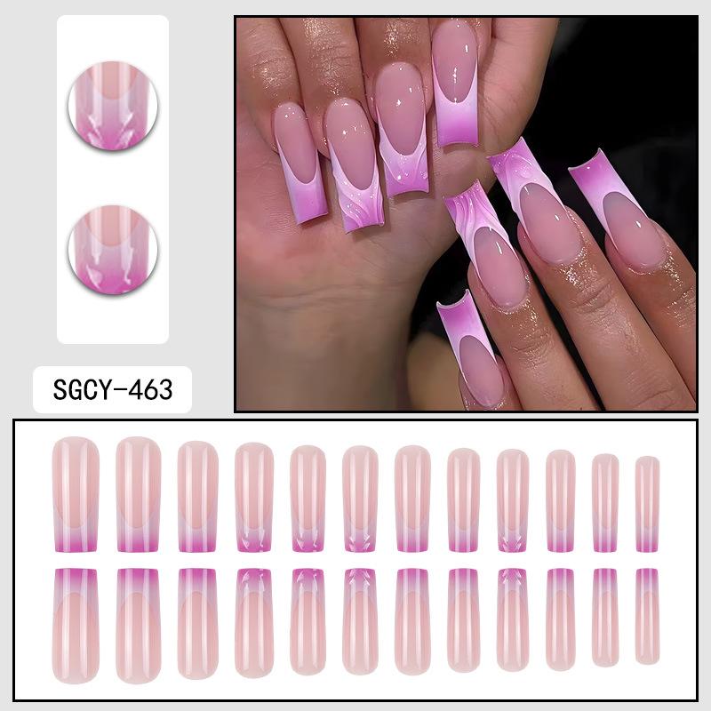 O8 Long Nail Art Tips - European & American High-End Wearable Summer Stickers