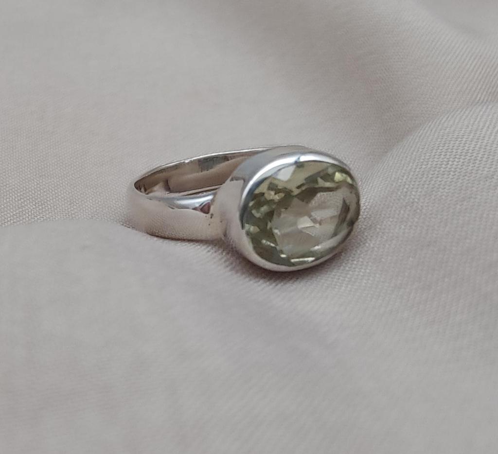 Lemon Quartz 925 Sterling Silver Ring: Faceted Oval Gemstone, Handmade