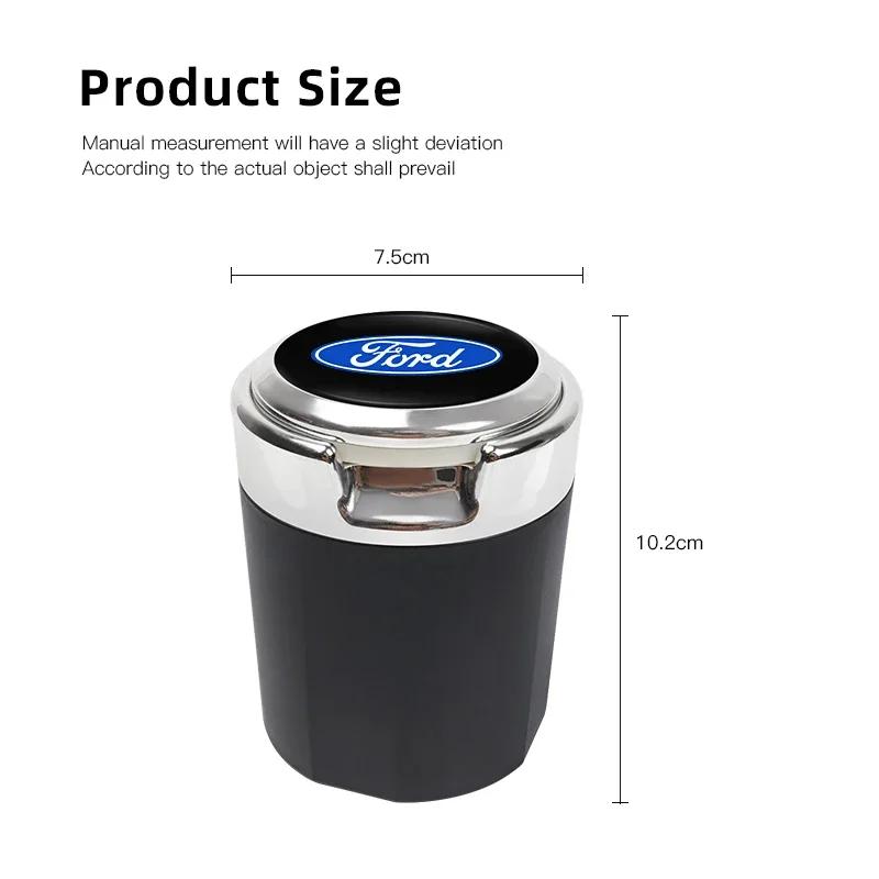 Car Sticker Hot For Ford New Car Interior accessories Ashtray LED Light Portable Smoke Ashes Holder For Ford ST Line Focus Musta