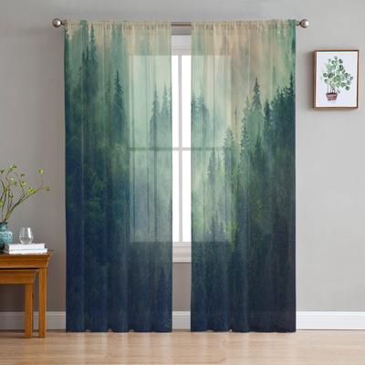 Lüks Tül Perdeler Sis Ormanı Köknar Ormanı Oturma Odası Mutfak Şifon Perde Genç Odası Şeffaf Zemin Valance Perde