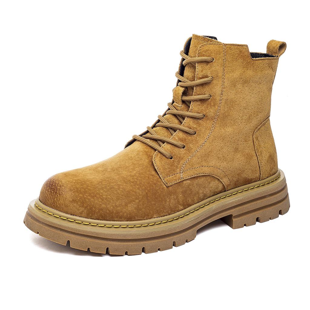 American Retro Men's Martin Boots 2025 New Autumn and Winter Men's Shoes Velvet High-top Tooling Men's Genuine Leather Boots