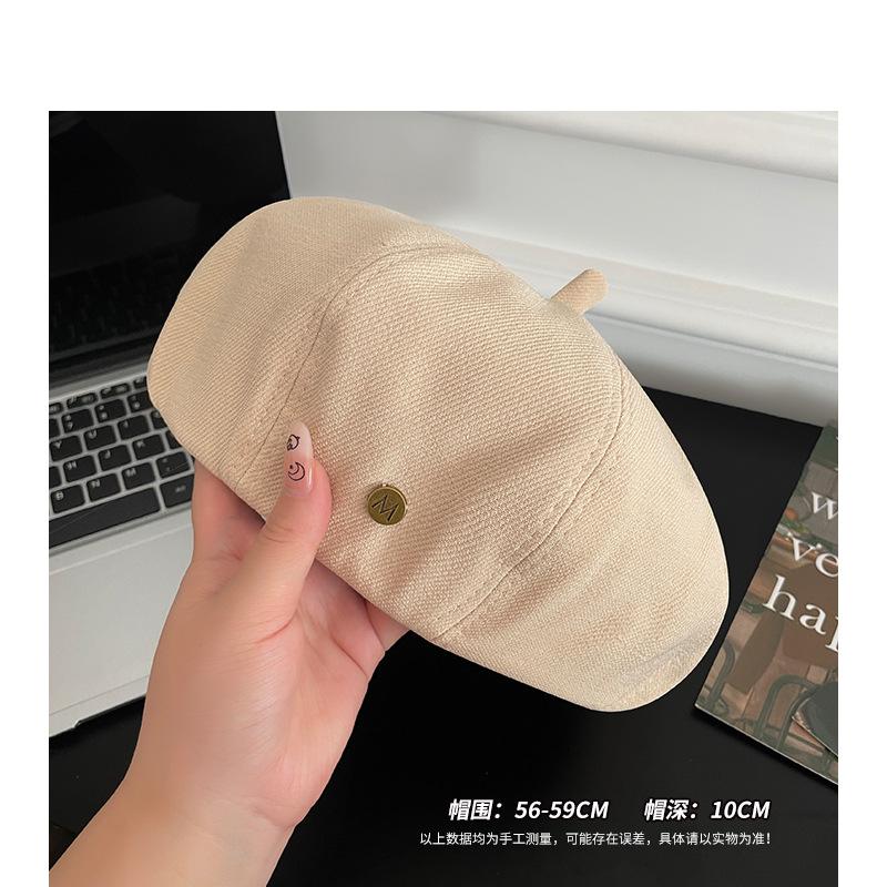 

Берет женский лицо маленькое осень и зима новый ретро шляпа литературная шляпа художника маленький стандарт тыква восьмиугольная шляпа высокое чувство M（56-58cm） бежевый