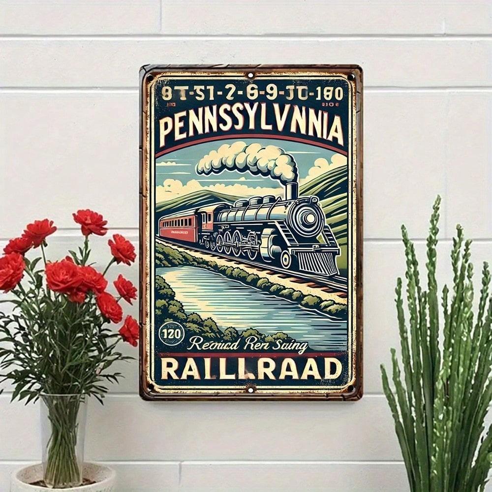 Vintage Pennsylvania Railroad Blechschild Retro Zuglandschaft Wanddekor Metallplakette