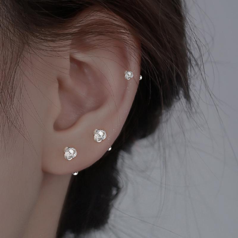Ruyi Knot S925 Sterling Silver Stud Earrings: Minimalist, Fashionable, Unique, and Versatile for Women