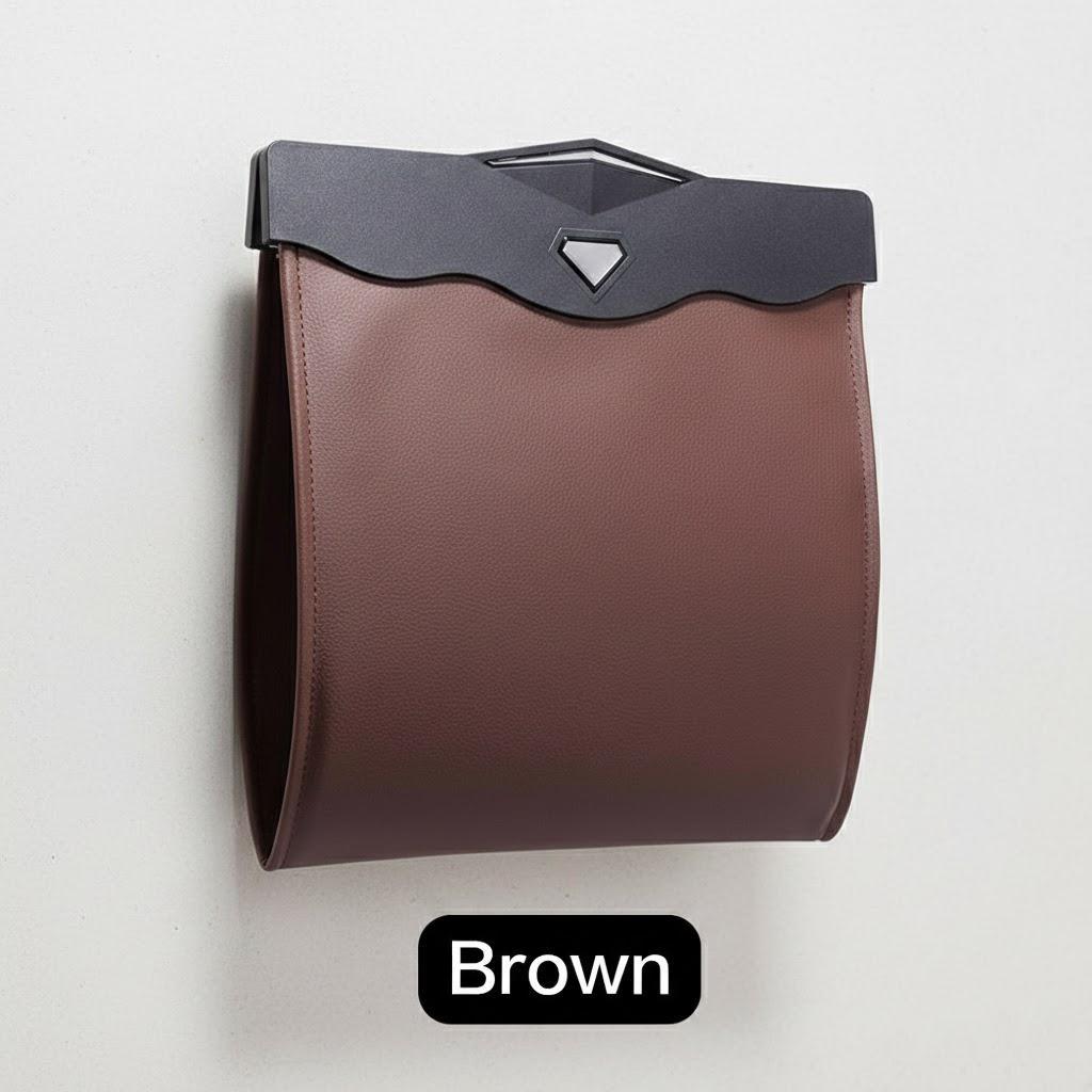 

Waterproof Magnetic Car Garbage Bag Back Seat Hanging Storage Pocket Leakproof Trash Can for Auto Interior Accessories коричневий