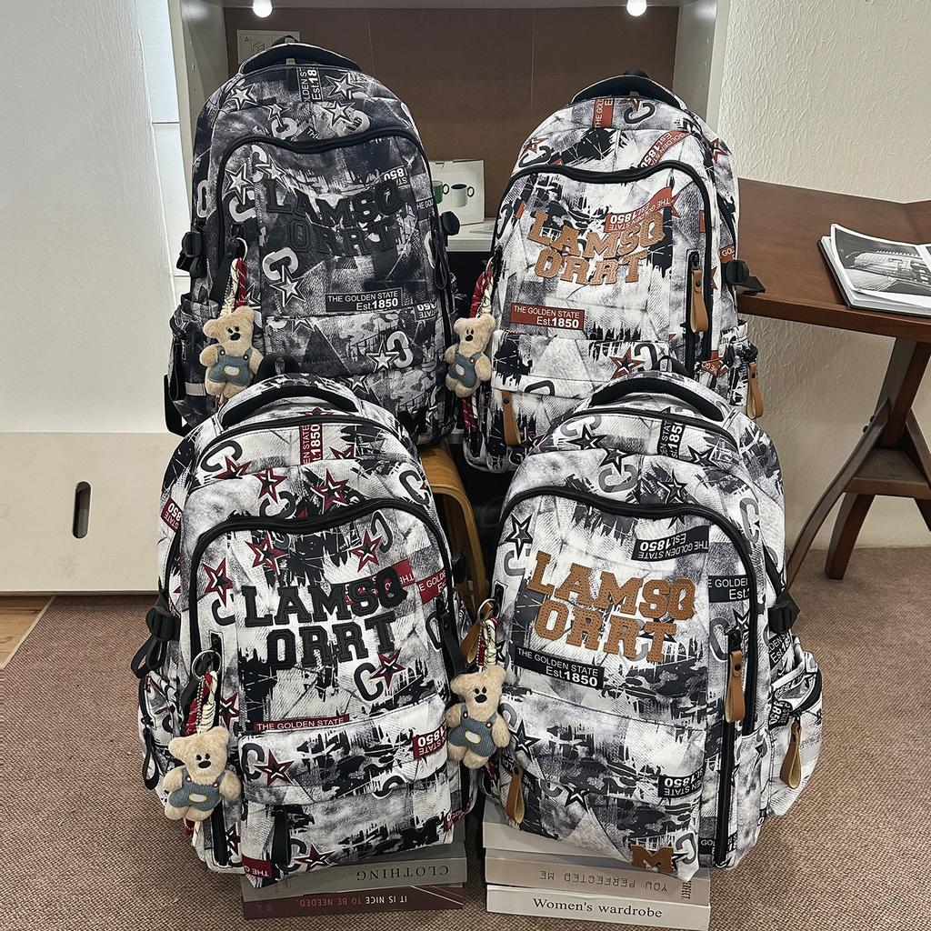 New Graffiti Niche School Bag for Junior High and High School Boys, Lightweight Spine Protection, Lightweight Large Capacity Design Laptop Backpack