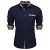 Men's Solid Color Shirt with Lapel Long Sleeved Button Up Shirts (men’s)