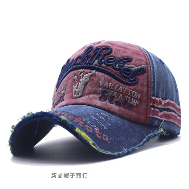 Neue bestickte Jeans-Kappe mit Hai, alt gewaschen, trendige personalisierte Baseballkappe für Herren, Sonnenschutzkappe für Damen